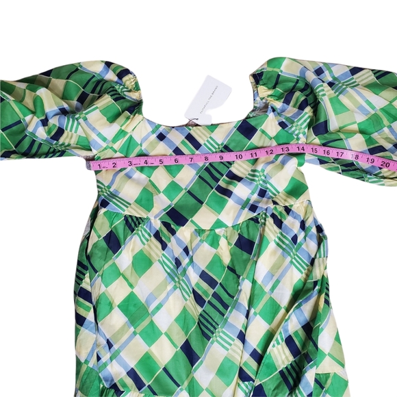 FAITHFULL THE BRAND Billie Check Print Puff Sleeves Midi Dress Size 6 N… - Picture 12 of 14